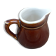 Small white brown ceramic milk pot bistro style