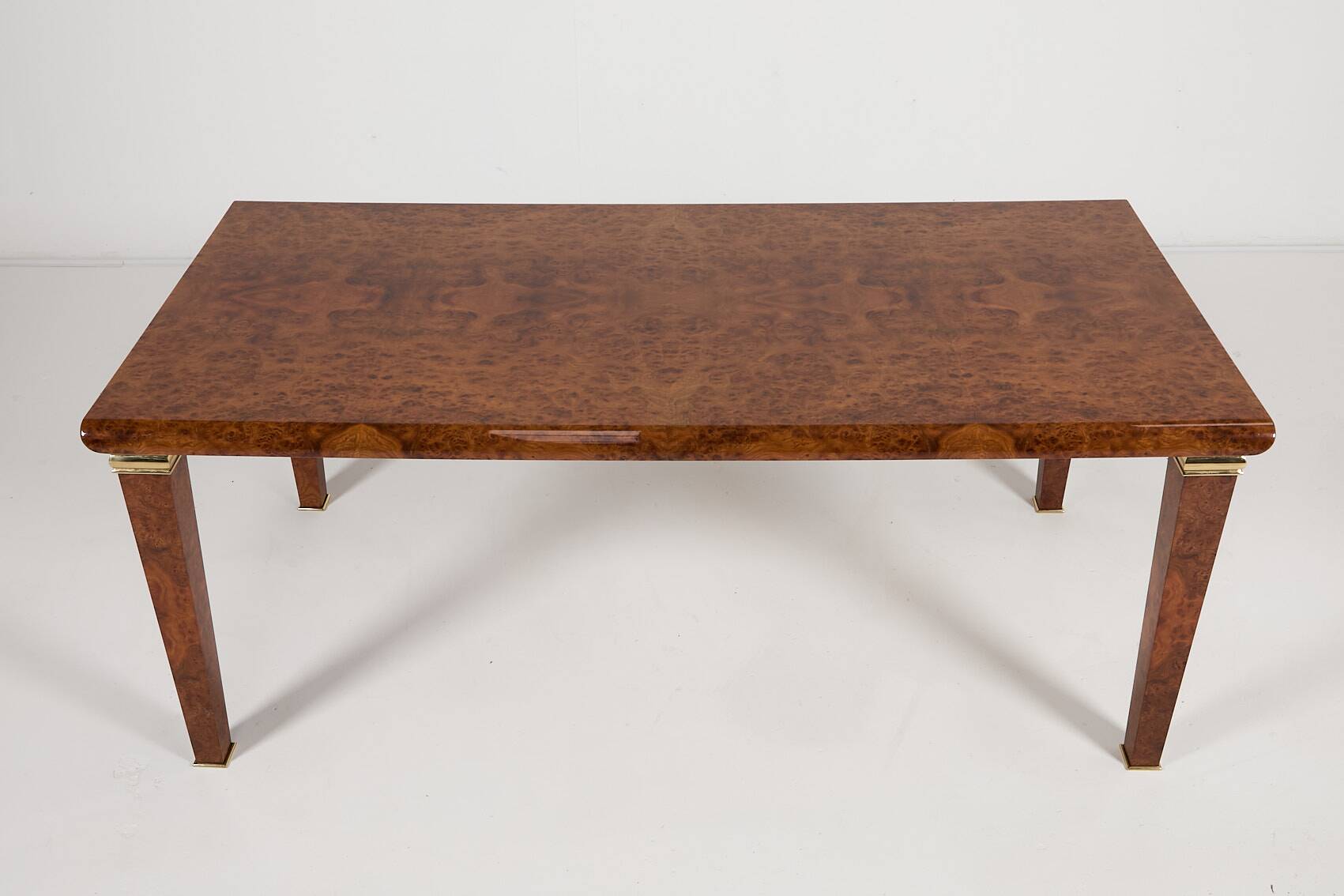 Vintage italian burl wood dining table from gdm, 1980’s