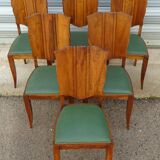 Art Deco period solid walnut chairs, set of 6