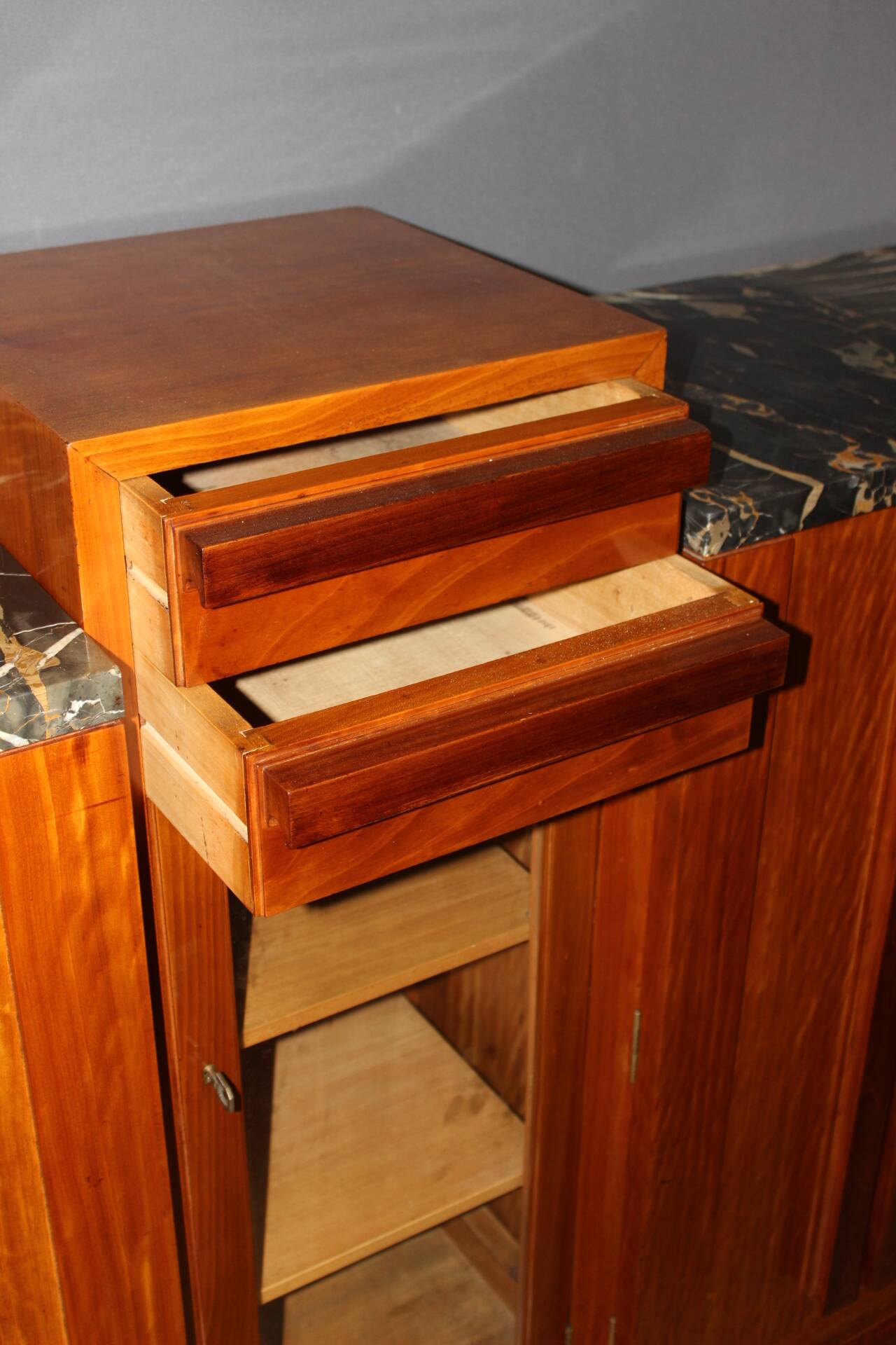 Art Deco mahogany enfilade, attributed to André Sornay around 1930.