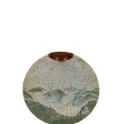 Pierre Devie, Mid-century modern green ceramic solifleur vase, France 1980