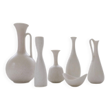 Group of 6 white and grey Midcentury Modern vessels Rörstrand Sweden 1950