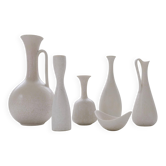 Group of 6 white and grey Midcentury Modern vessels Rörstrand Sweden 1950