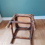 Rattan and velvet stool