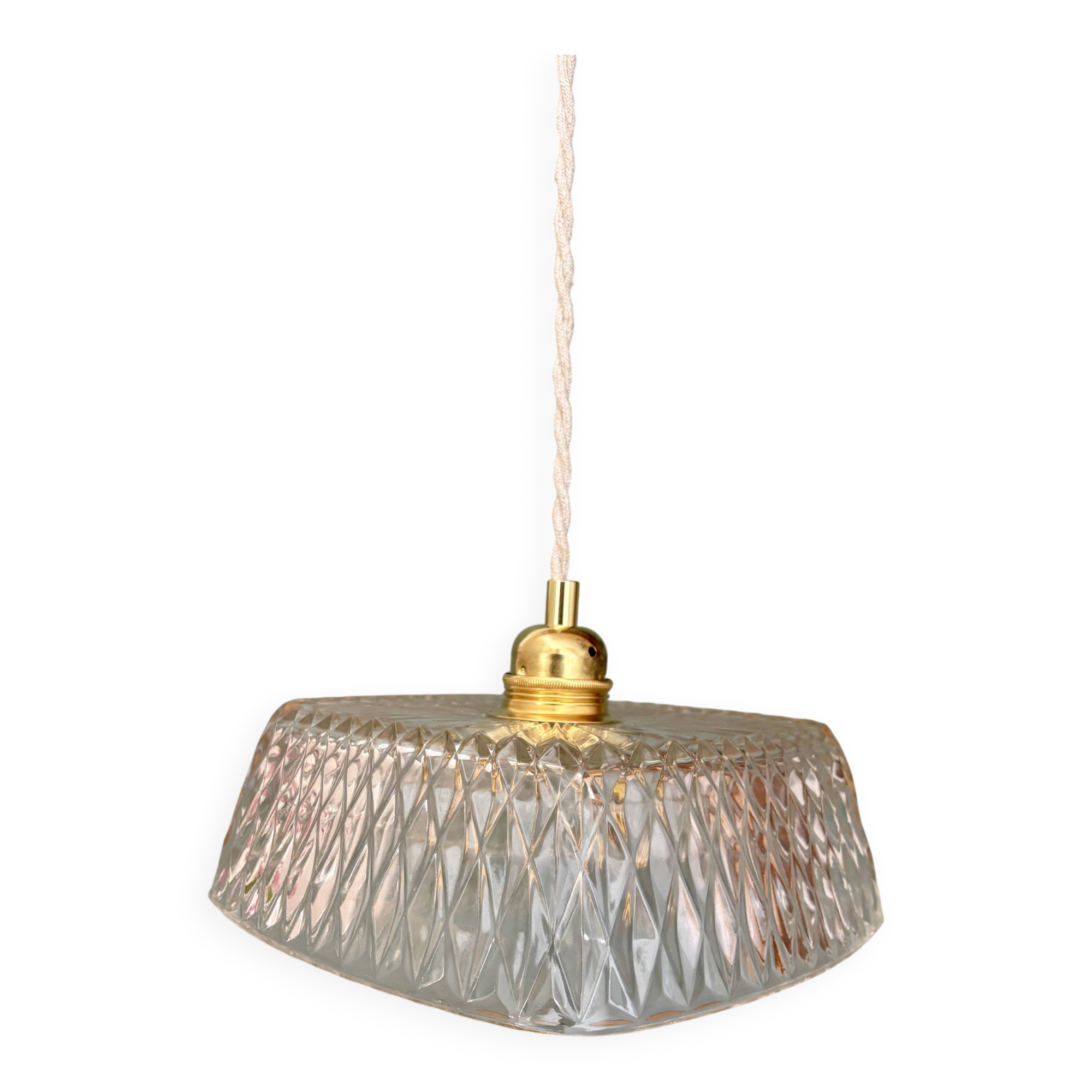 Vintage square glass pendant light - tableware collection -