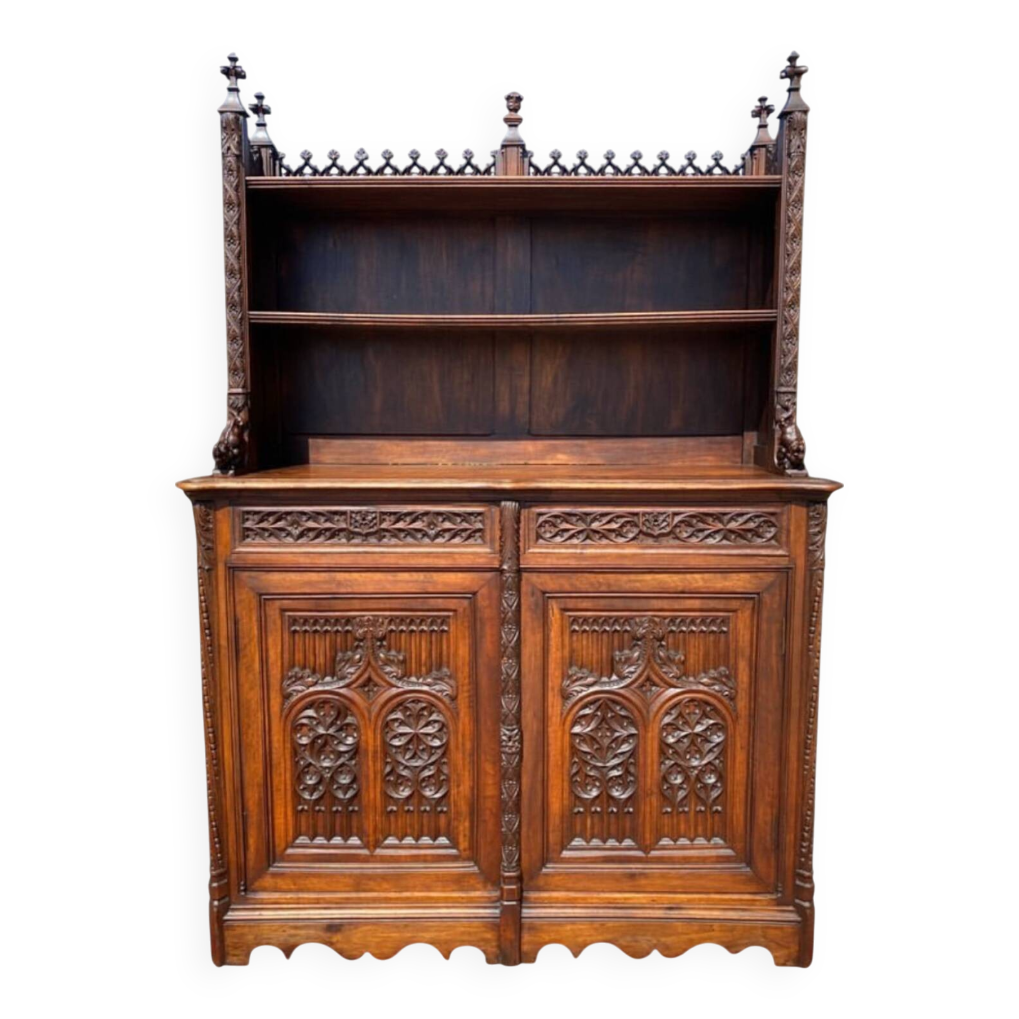 Gothic walnut sideboard / dresser