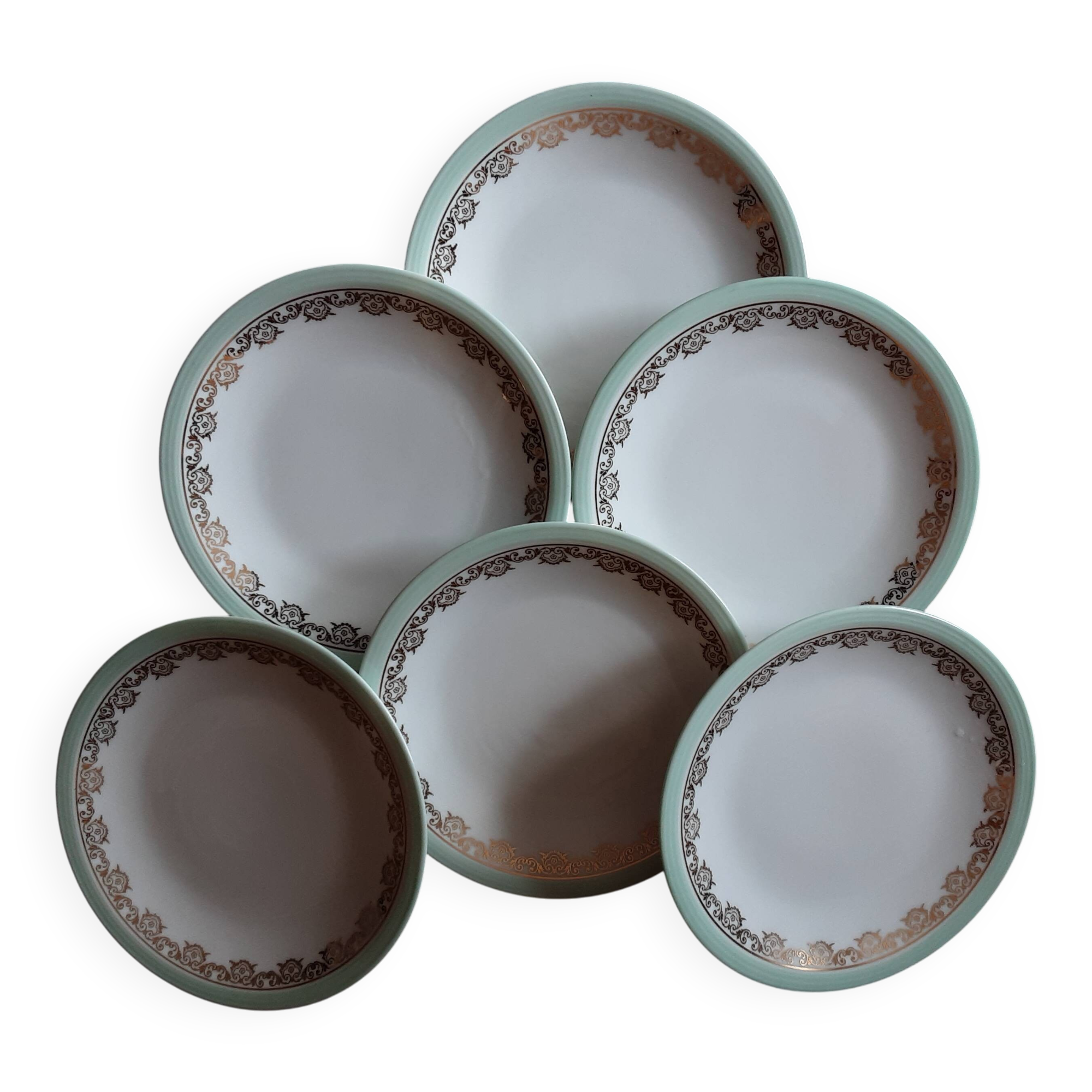 Set of 6 R T M Paris dessert plates