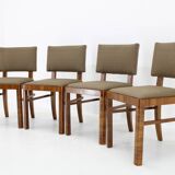 1930s Set of Four Restored Art Deco Dininng Chairs, Czechoslovakia