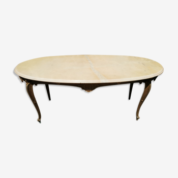 Oval coffee table with marble tray