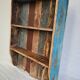 Wall shelf 3 shelves + 4 hooks cast iron in polychrome wood