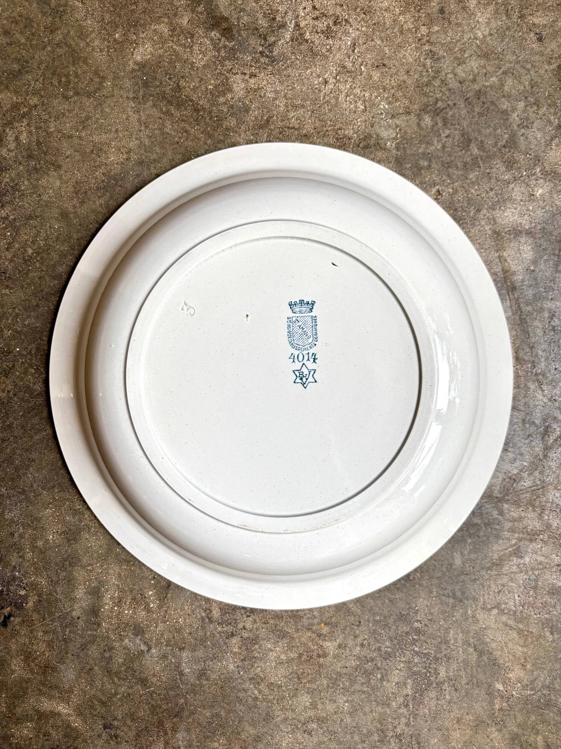Shallow round plate St Amand in blue ironstone
