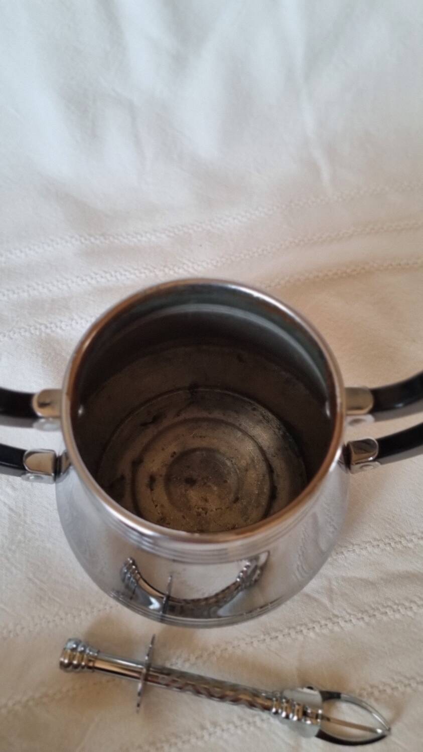 Sucrier et pince métal et bakelite