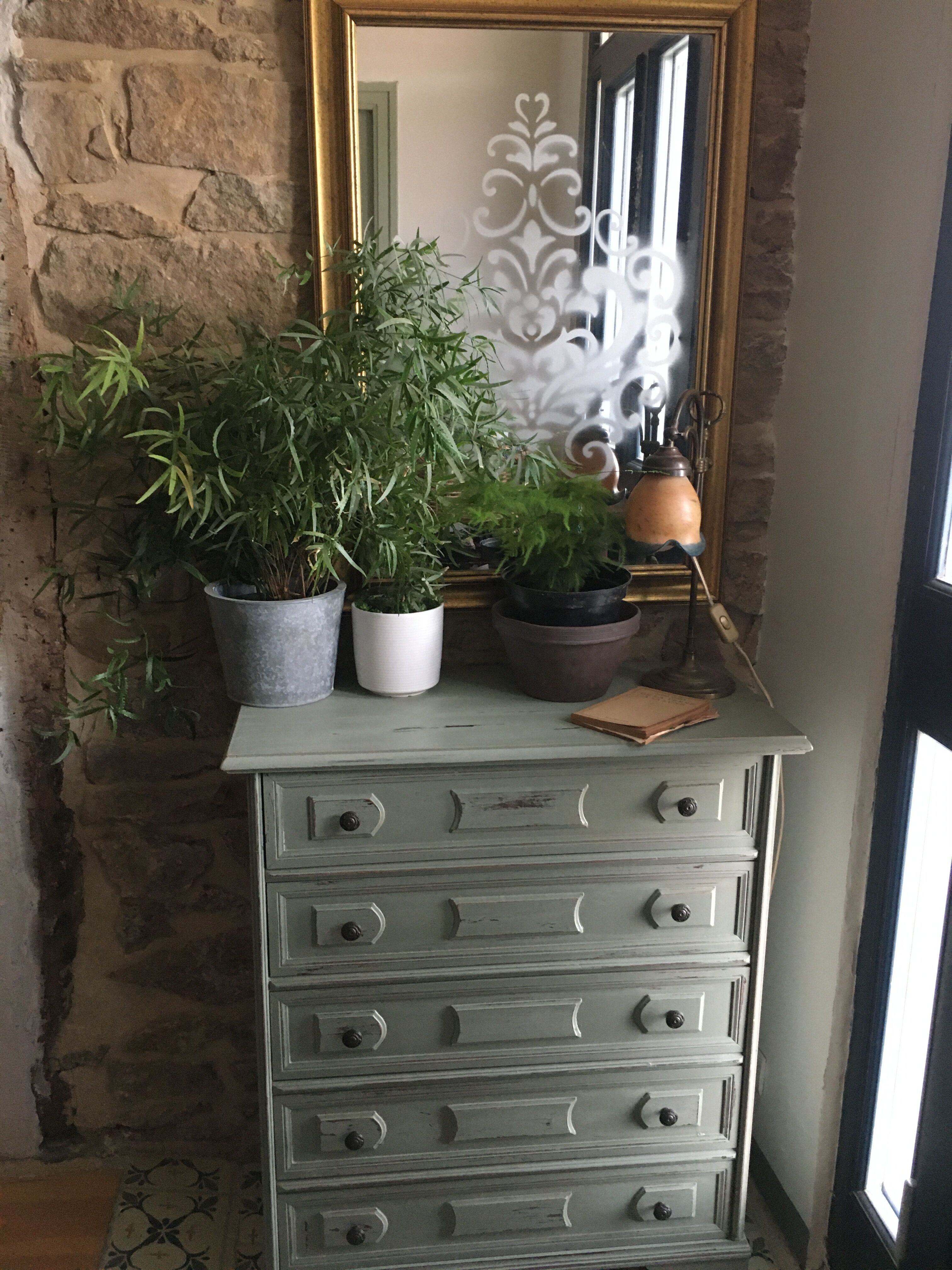 Sage green patina dresser