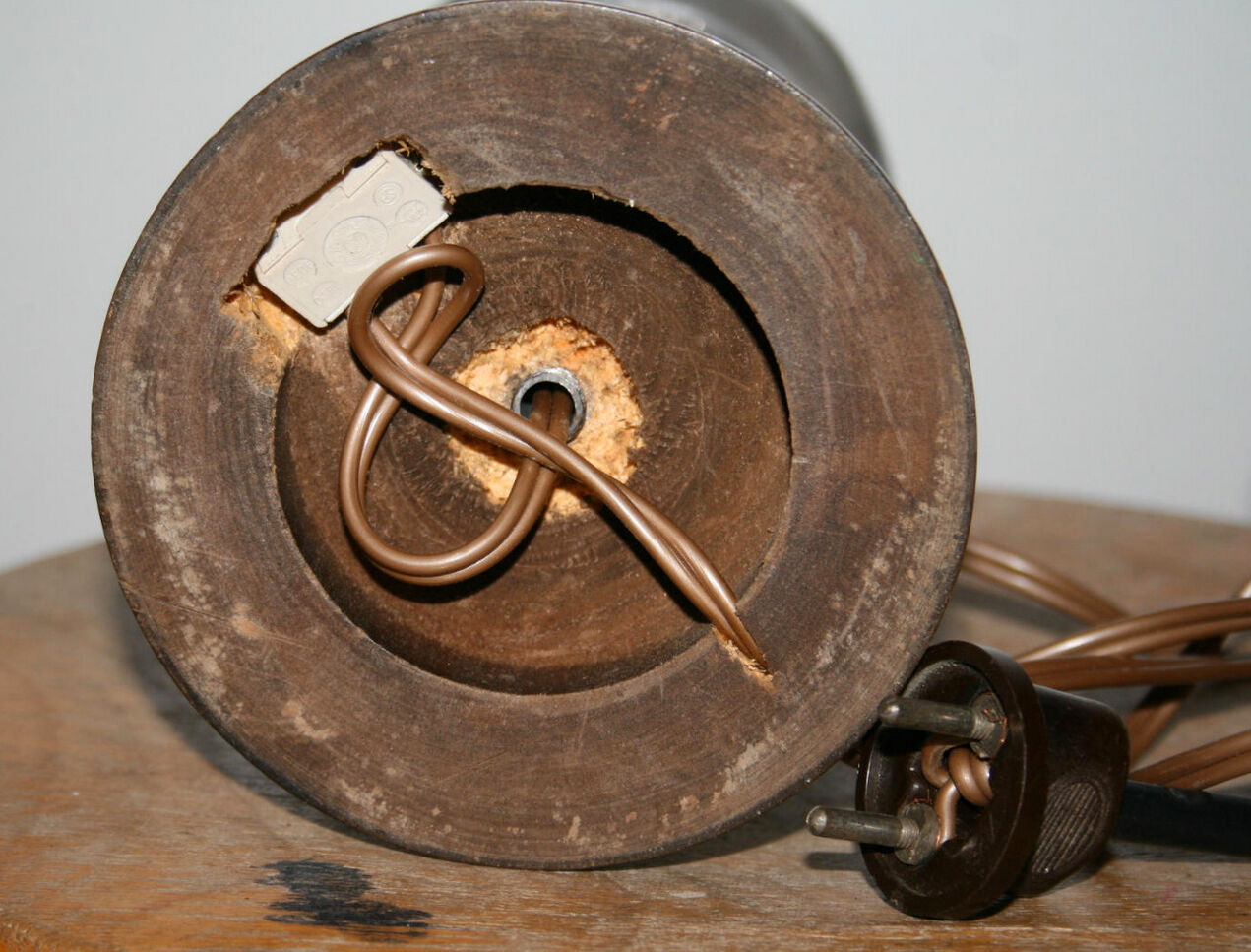 Metal and glass wooden desk lamp 1940