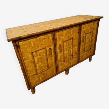 Sideboard in woven bamboo from the 50s/60s