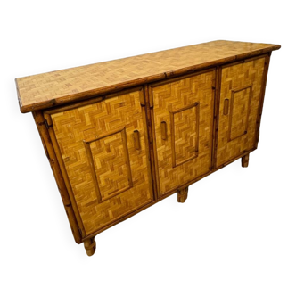 Sideboard in woven bamboo from the 50s/60s