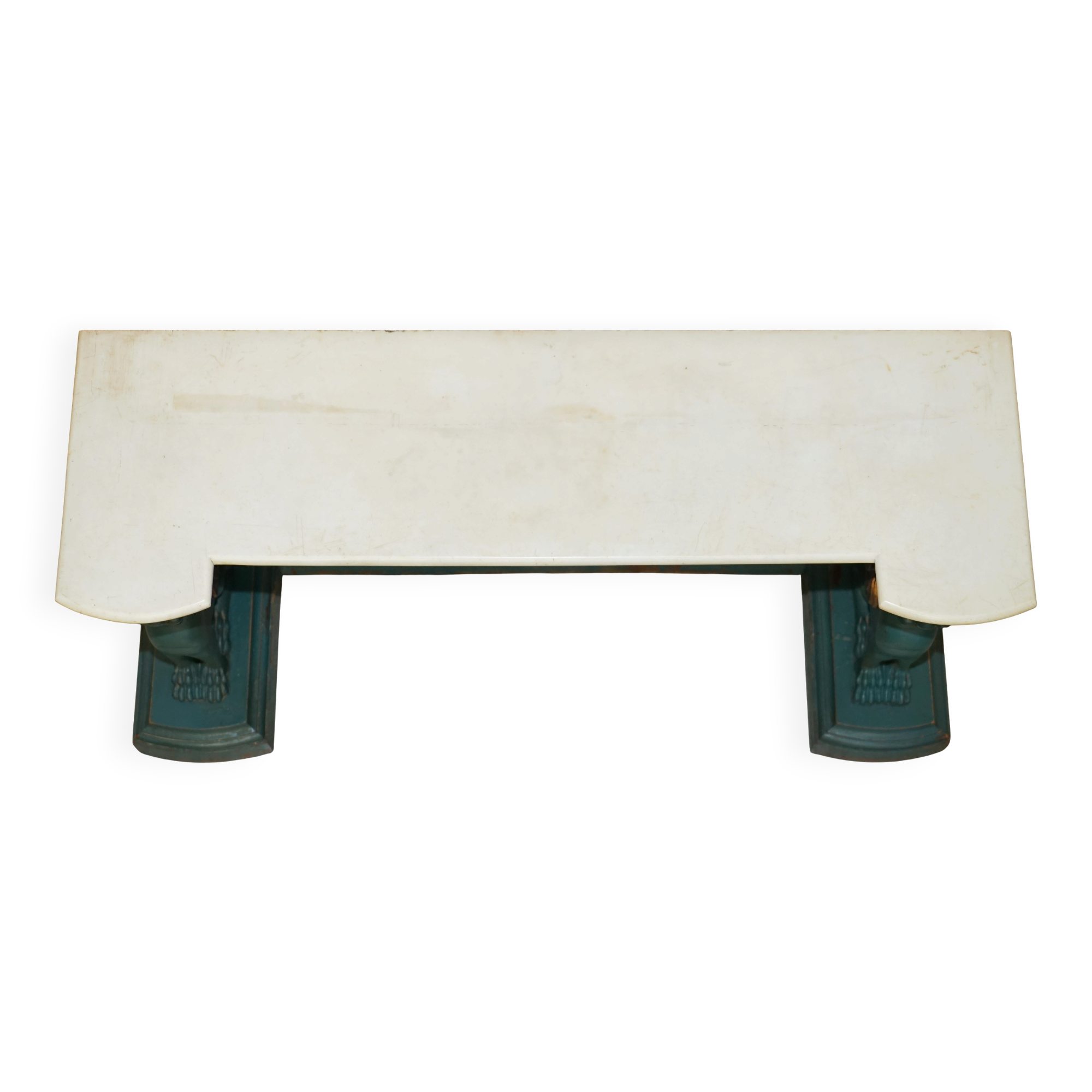 Antique hand-carved console circa 1880 with a marble top.