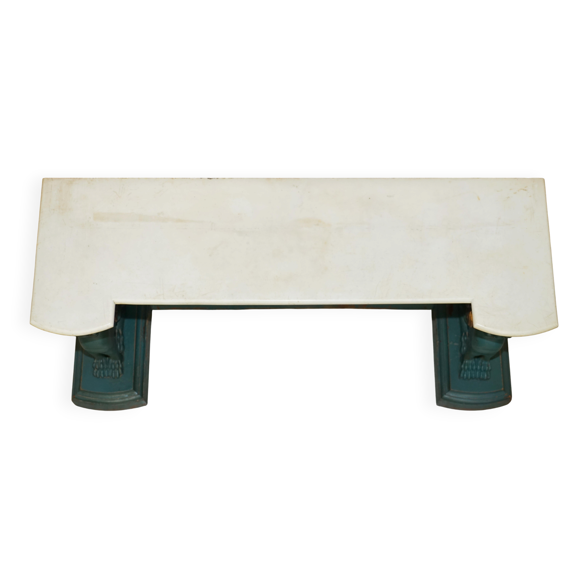 Console ancienne sculptée à la main circa 1880 avec plateau en marbre
