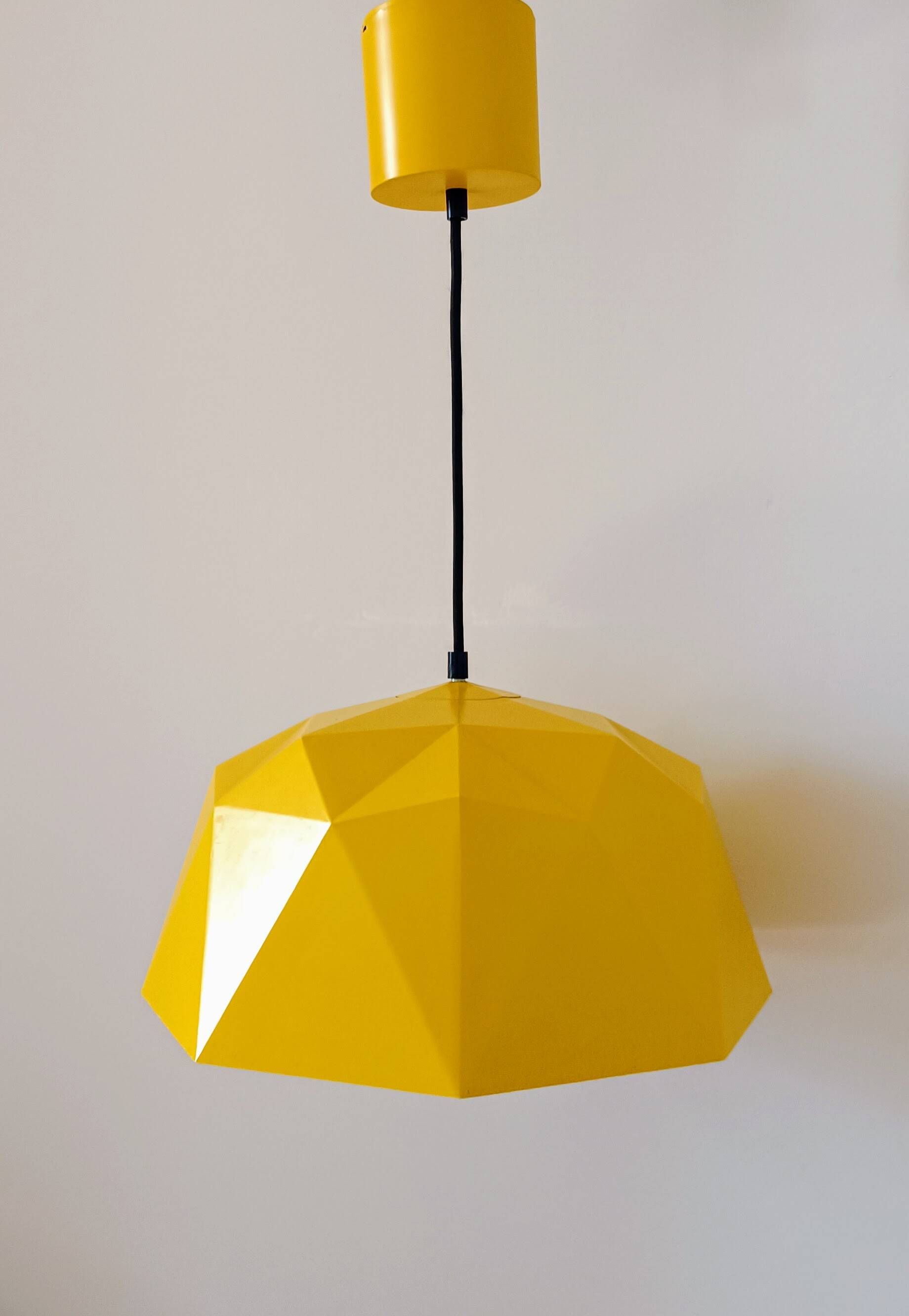 Vintage Bakelite origami-shaped yellow pendant light
