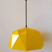 Vintage Bakelite origami-shaped yellow pendant light