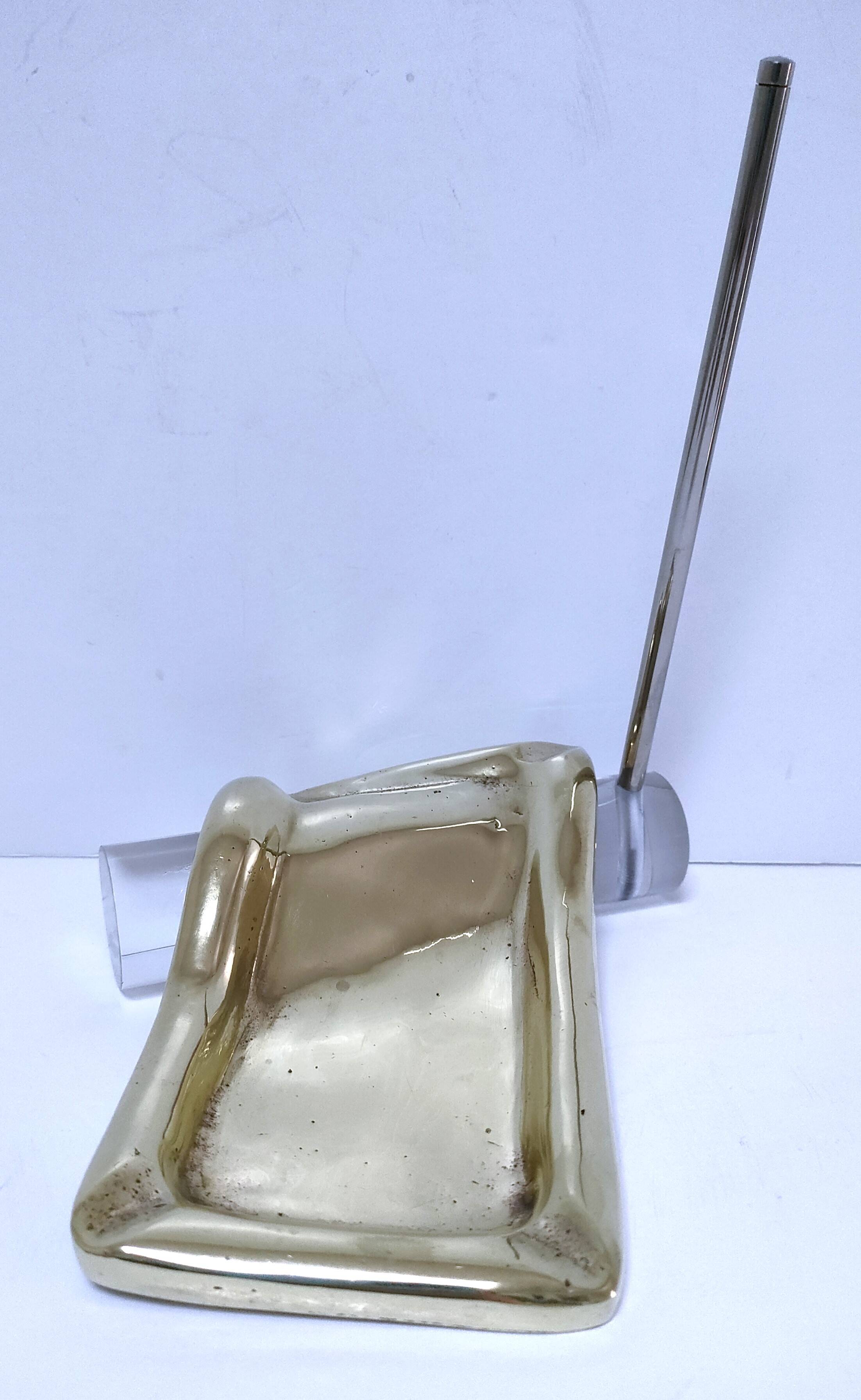 Bronze glass pen holder sculptural design