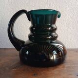 Deep green jug or pitcher with modern design - thick glass