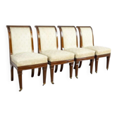 Chaises en acajou antiques avec rembourrage blanc, 1880, ensemble de 4