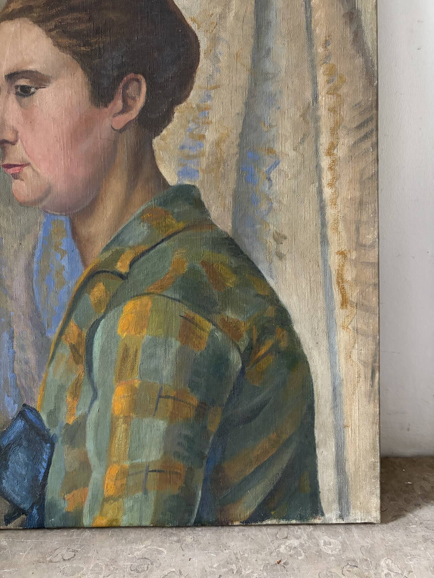 Profile of a woman, oil on canvas signed Henry Portal.