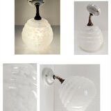 Wall lamp glass Clichy white brass porcelain 30s