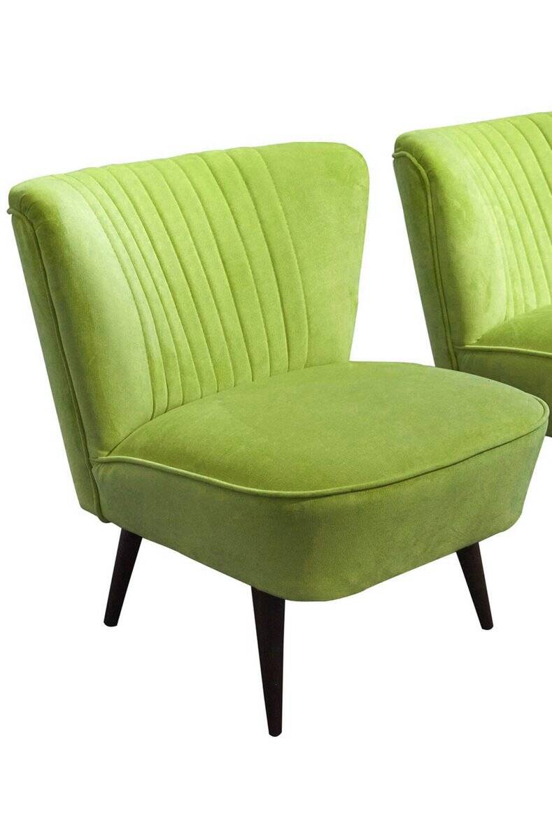 Pair of green club armchairs in beech, Mid-Century design (Hungary, 1950s)