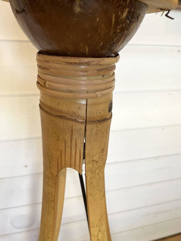 Paire de Lampadaires Lanternes style Tiki en Bambou & Rotin – Vintage