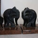 Serre-livres art déco, bois et marbre, Armand