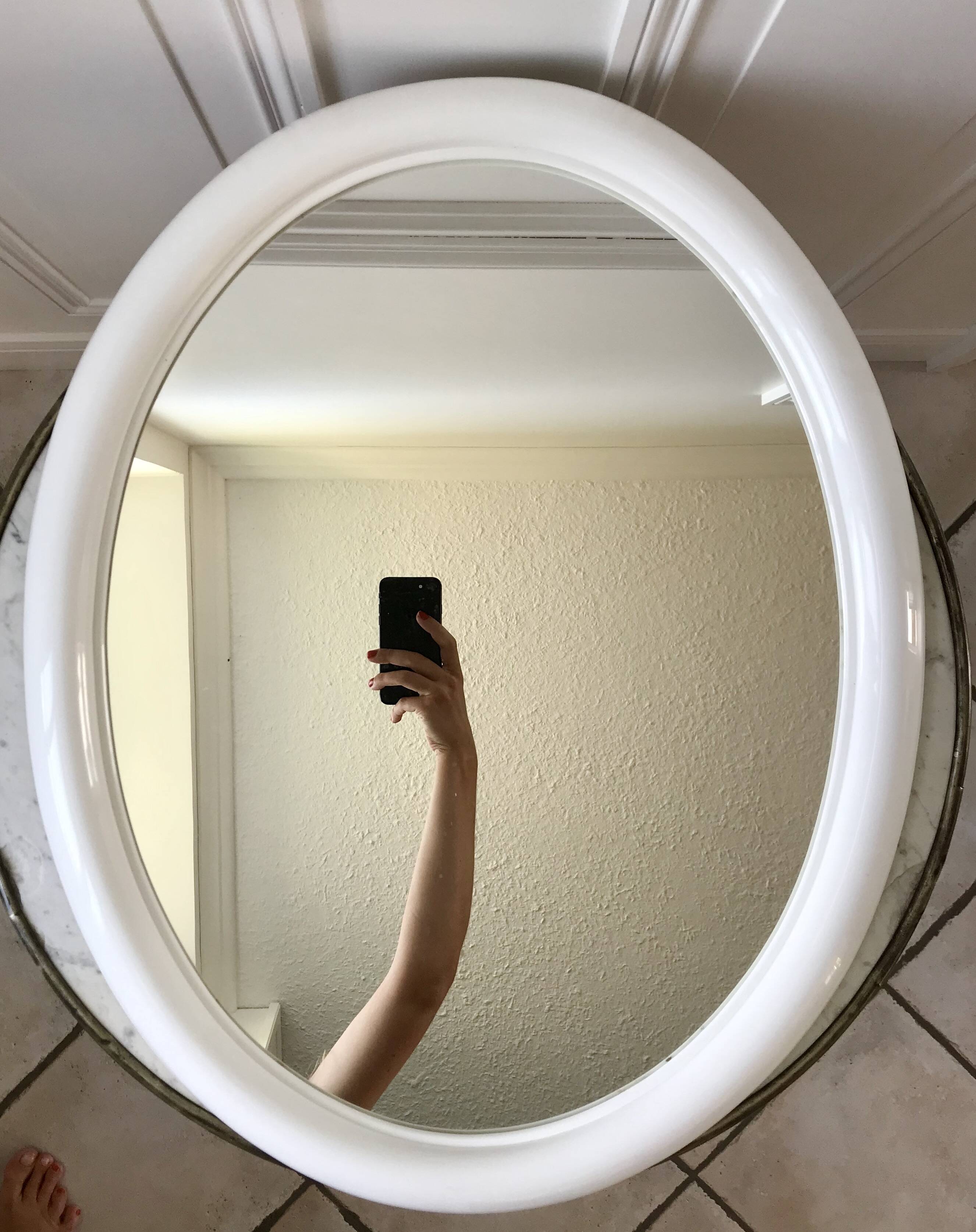 large white plastic mirror 1970s
