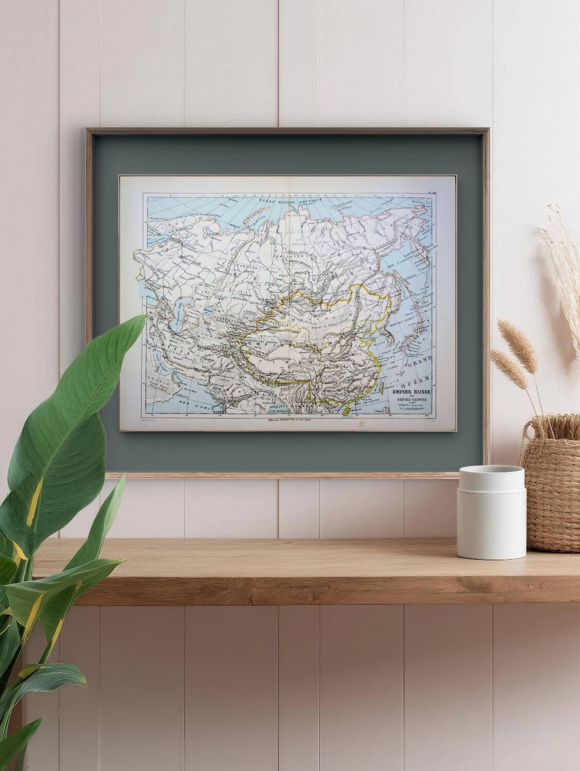 Russian and Chinese Empires, period map, 1887, Authentic.