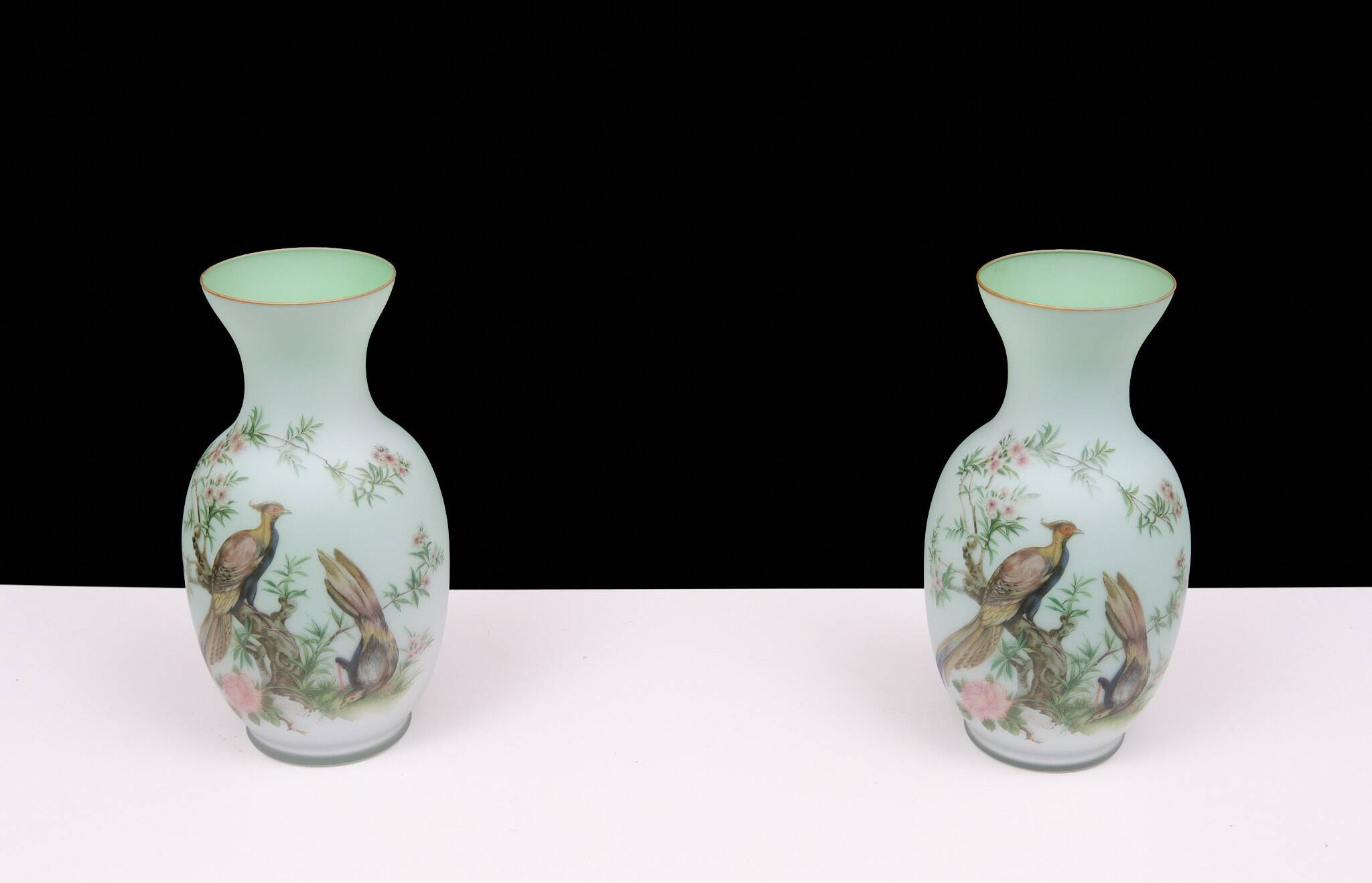 Norleans - Made in Italy - Opaline Glass Hand Painted Vases