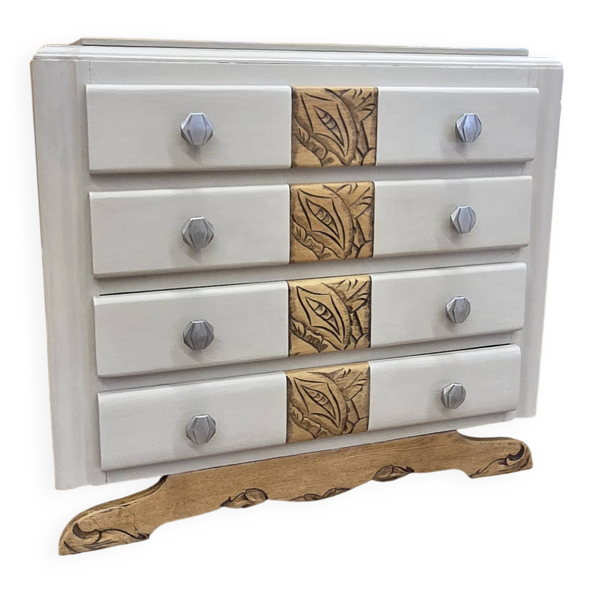 Art Deco chest of drawers with mustache feet