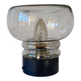 Table lamp desk bedside Sciolari smoked glass globe black plastic base