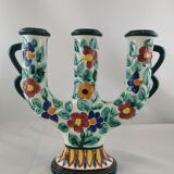 Floral ceramic candlestick, Cerart Monaco, Vintage