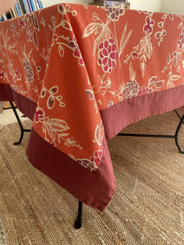 Floral printed tablecloth with border - Linvosges - cotton - 140x150 cm