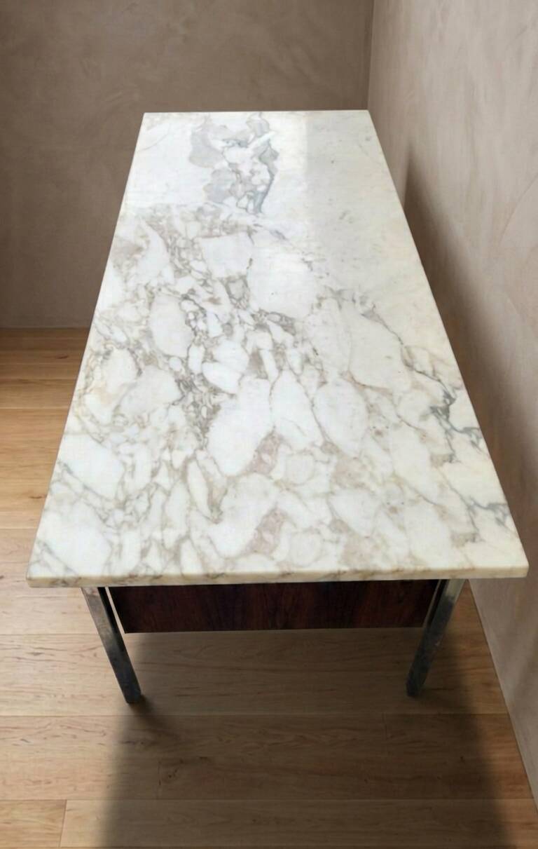 Bureau Knoll design marbre blanc
