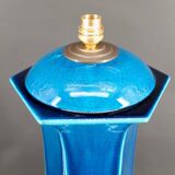 Important Porcelain Lamp with Blue Crackle Enamel, France, Circa 1940