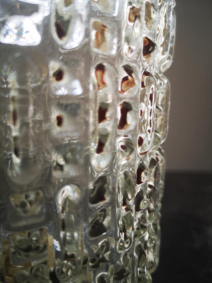 Old ceiling lamp lamp vintage white glass diamond tip ø 14 cm 100% 1970 vintage