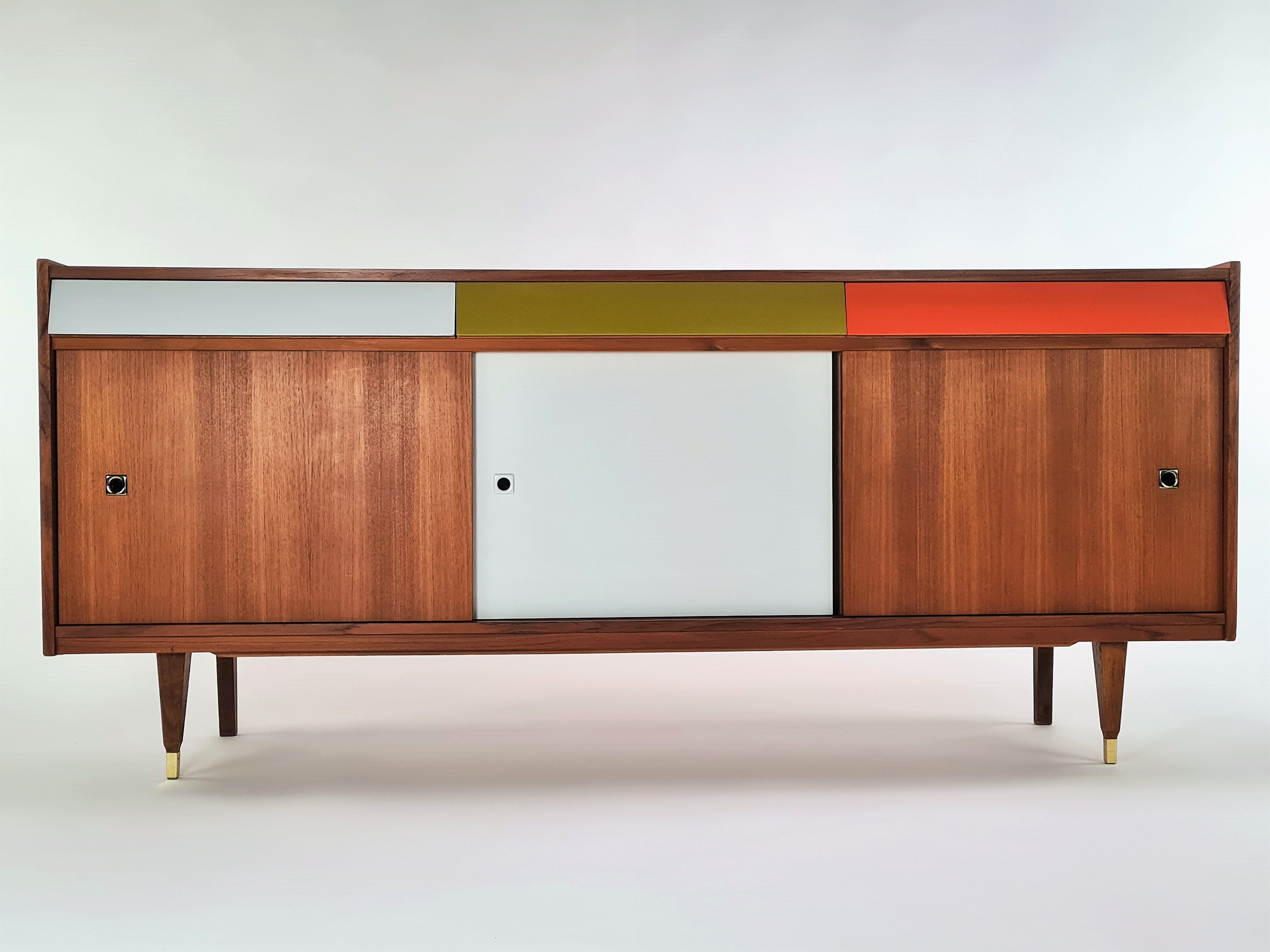 Tricolor sideboard with retro tile insert, circa 1960