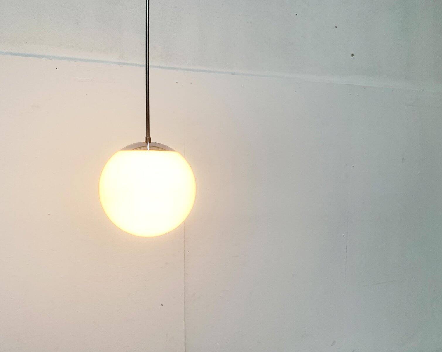 Mid-Century German Glass and Metal Ball Pendant