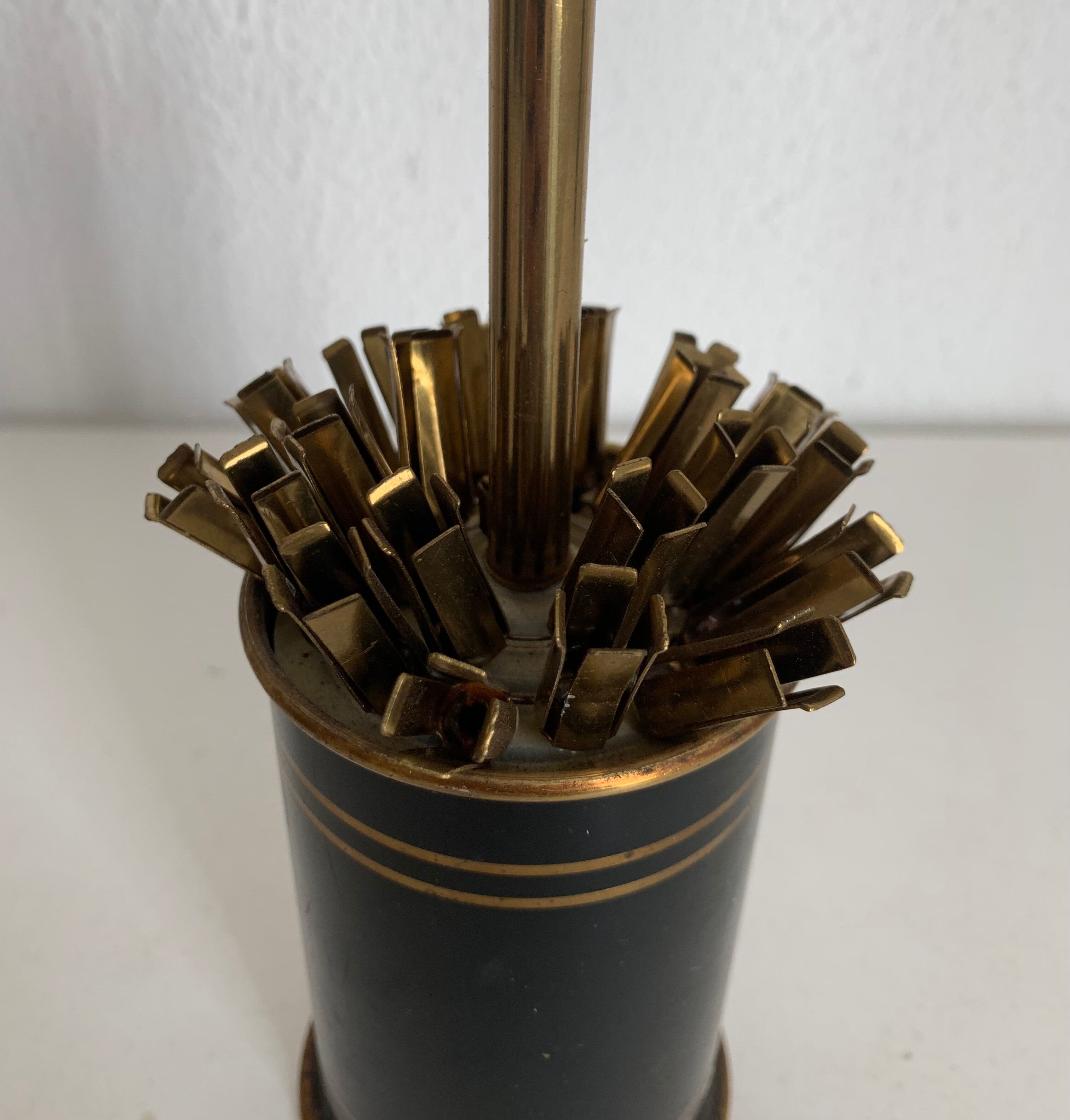 Vintage cigarette holder 1960 dispenser black and gold box - 14 cm