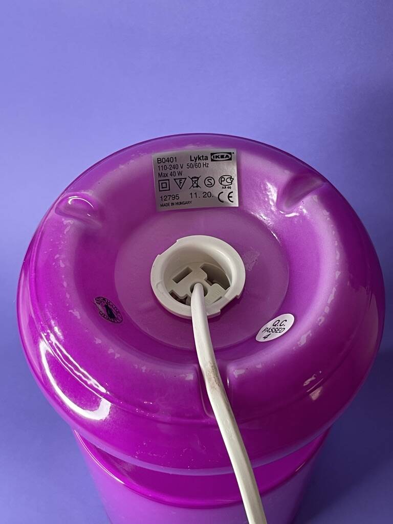 LYKTA purple vintage table lamp IKEA – handmade – classic elegance