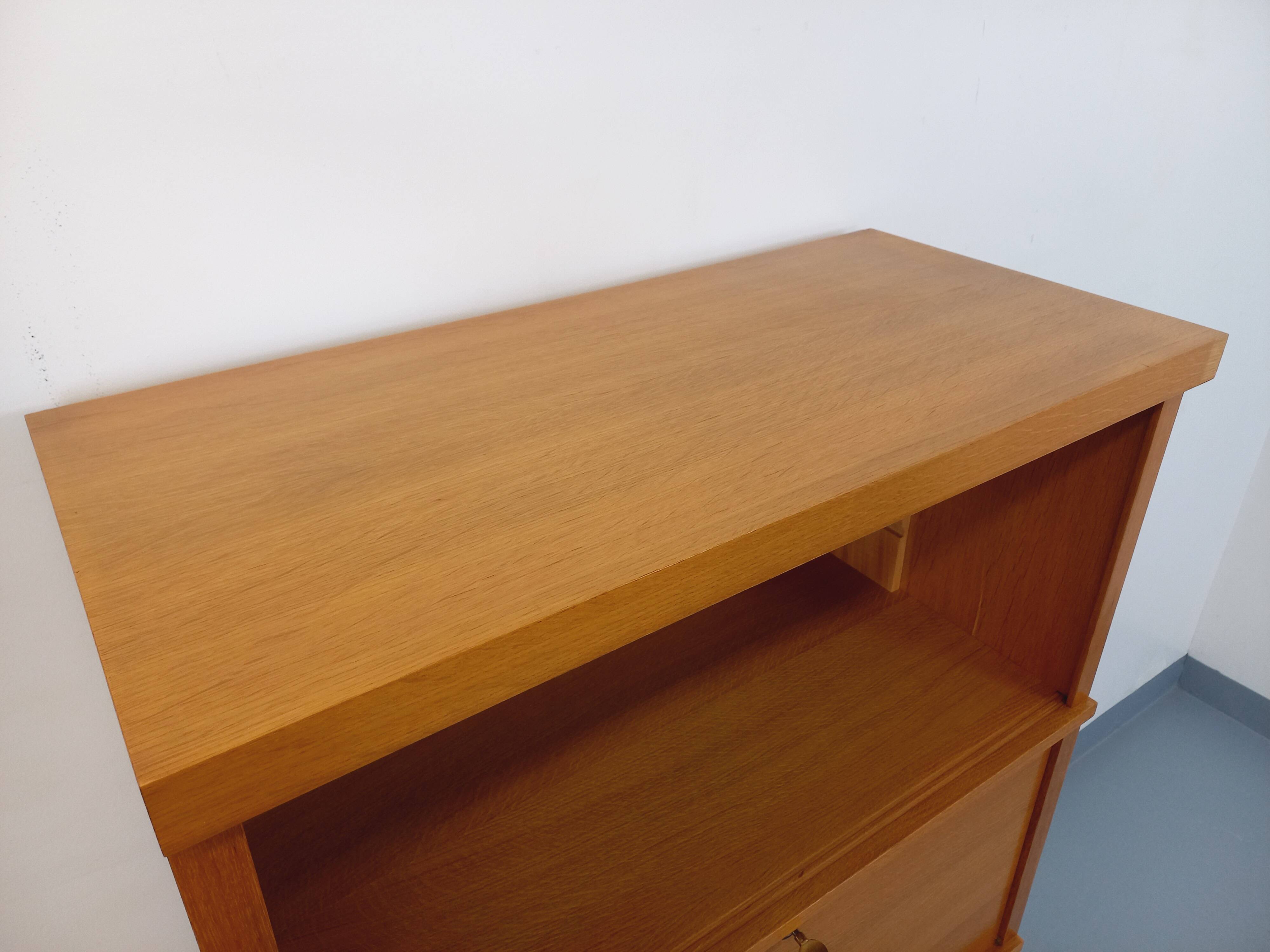 Vintage oak wood secretary bookcase storage furniture