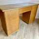 Cane work desk / Rattan glass top 9 drawers shallow depth