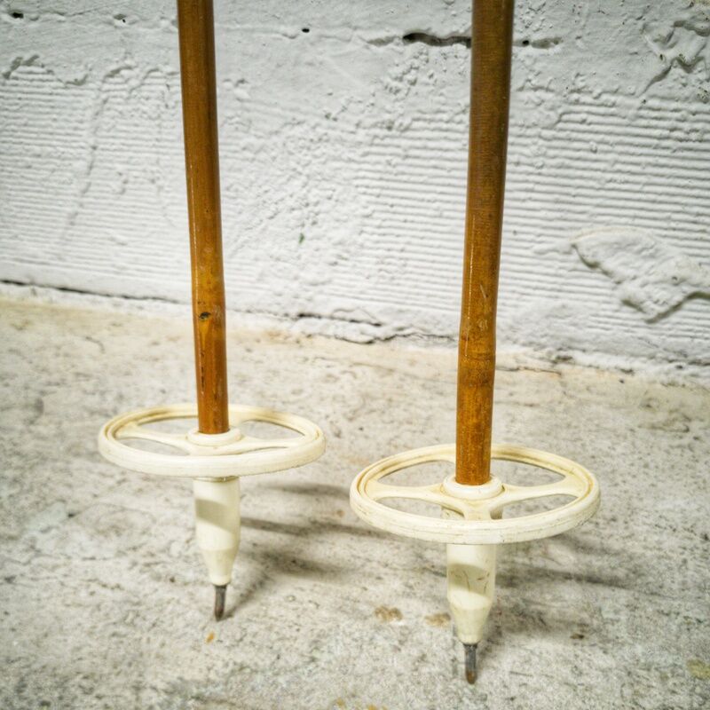 Wooden ski poles