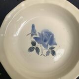Hollow dish with blue rose motif, octagonal, vintage Digoin